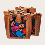Leather Embroidered Structured Tote Bag