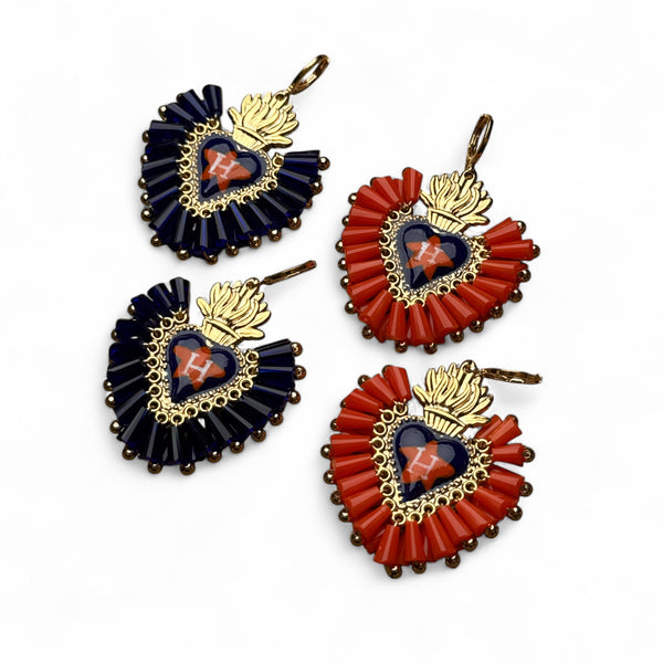 Astros Sacred Heart Crystal Earrings