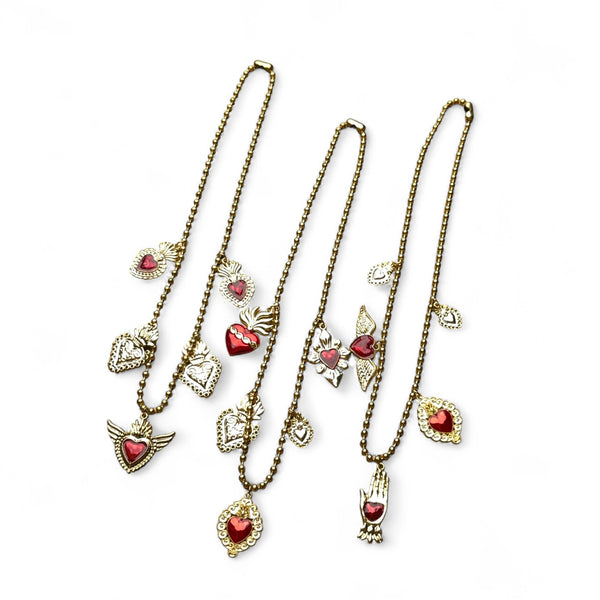 Gold Sacred Heart Charm Necklace