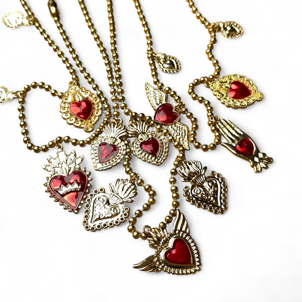 Gold Sacred Heart Charm Necklace