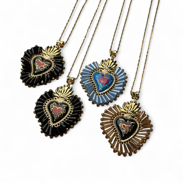 Painted Hearts Pendant Necklace