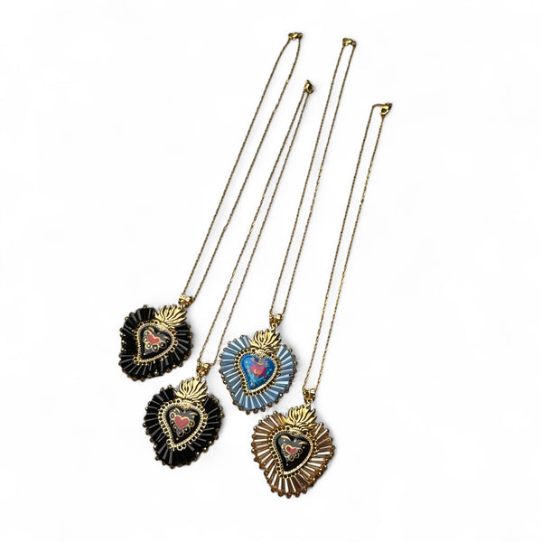 Painted Hearts Pendant Necklace