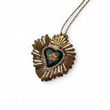 Painted Sacred Heart Pendant Necklace