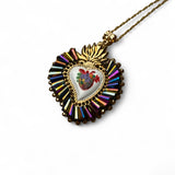 Painted Sacred Heart Pendant Necklace