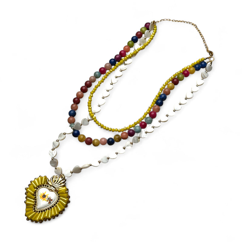 Layered Sacred Heart Necklace