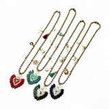 Mixed Charm Colibri Sacred Heart Necklace