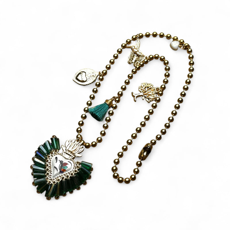 Mixed Charm Colibri Sacred Heart Necklace