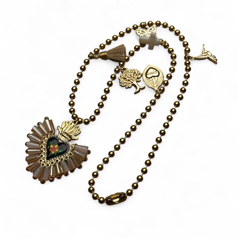 Mixed Charm Flower Necklace