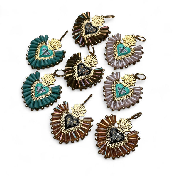Dragonfly Sacred Heart Crystal Earrings