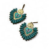 Dragonfly Sacred Heart Crystal Earrings