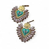 Dragonfly Sacred Heart Crystal Earrings