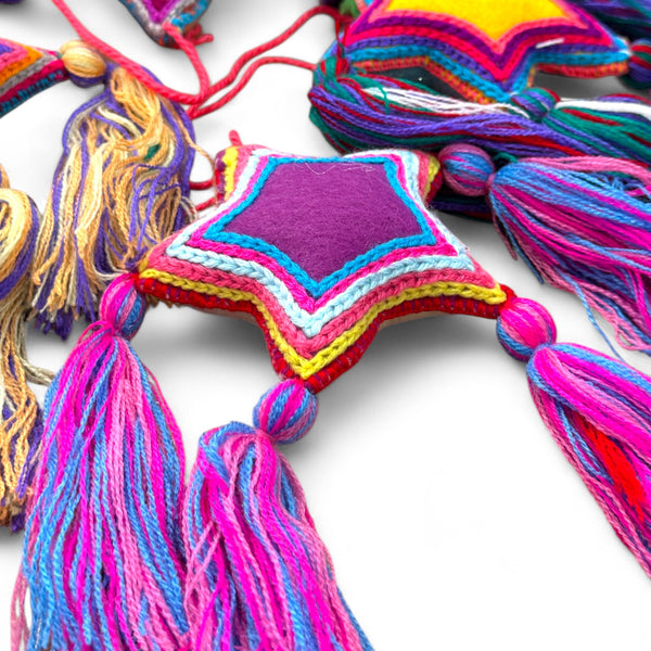 Embroidered Stars w/ Tassels Ornament