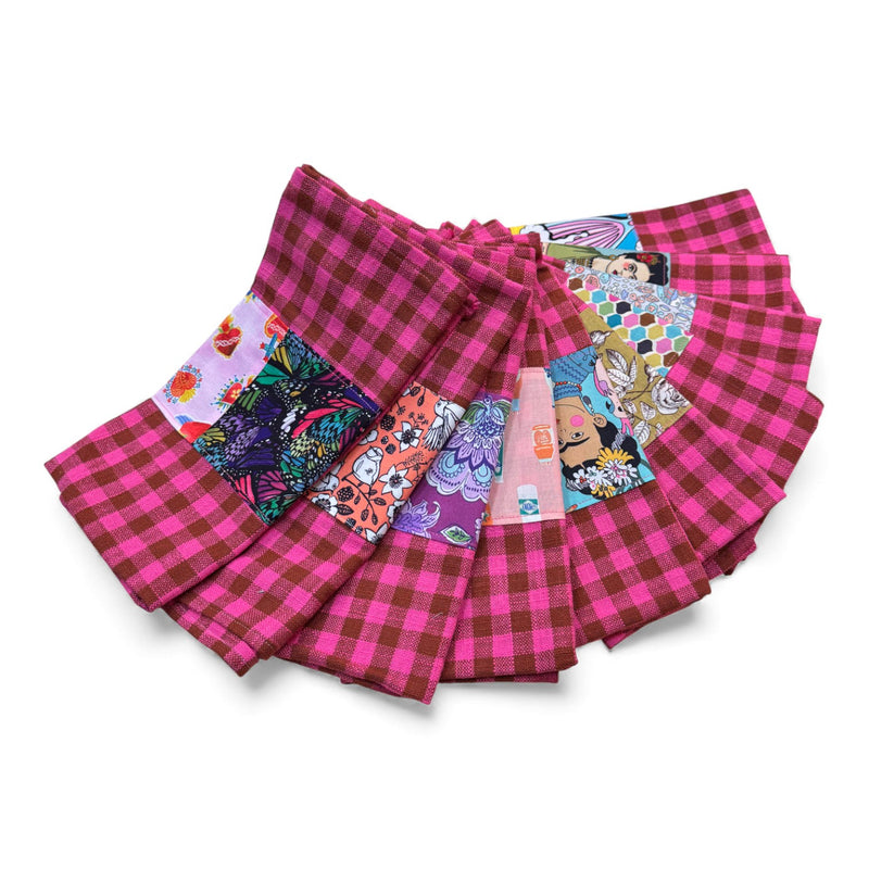 Pink Checkered Appliqué Kitchen Towel