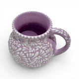 White and Lilac Round Talavera Mug