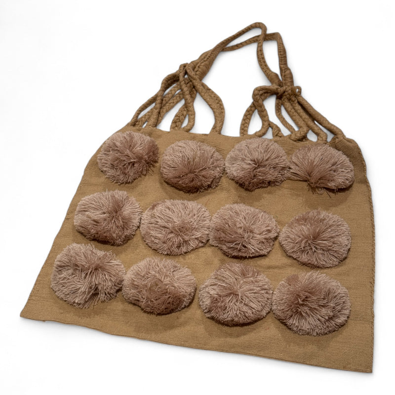 Pom Pom Braided Tote Bag
