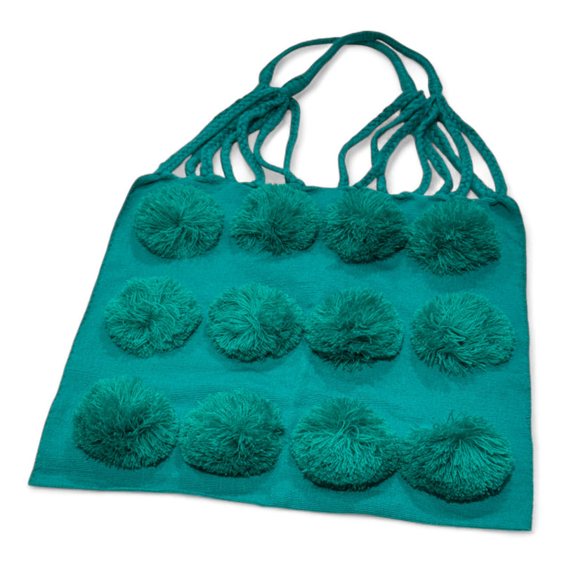 Pom Pom Braided Tote Bag