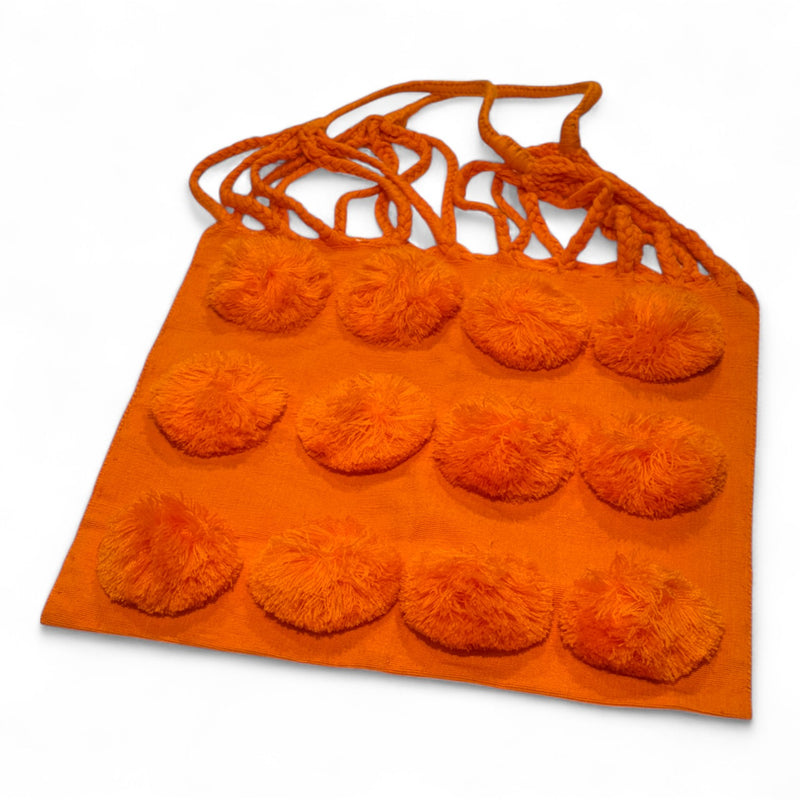 Pom Pom Braided Tote Bag