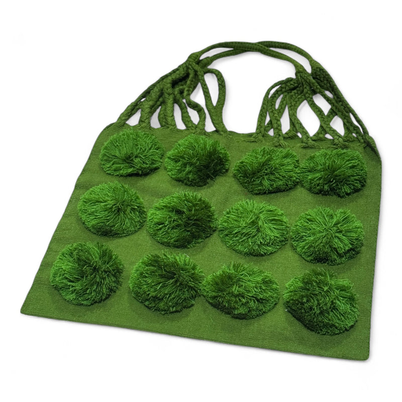 Pom Pom Braided Tote Bag