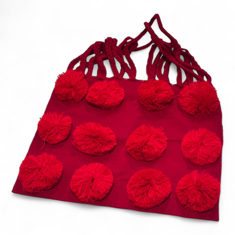 Pom Pom Braided Tote Bag