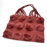 Pom Pom Braided Tote Bag