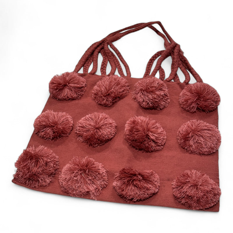Pom Pom Braided Tote Bag