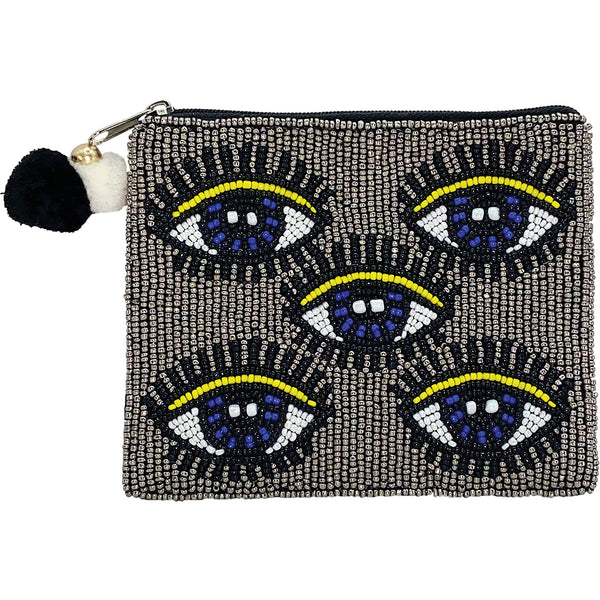 Multi Evil Eye Beaded Coin Purse