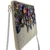 Silver Beaded Floral Sequin Clutch