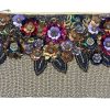 Silver Beaded Floral Sequin Clutch