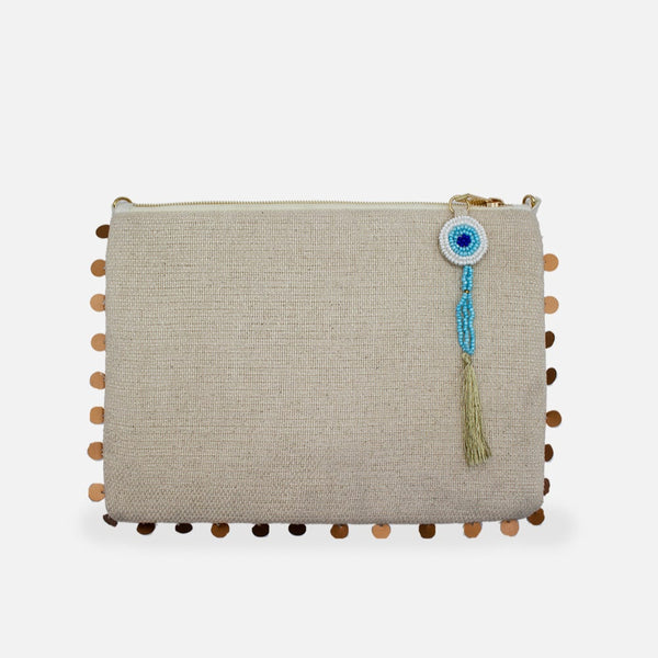 Evil Eye Tassel Clutch