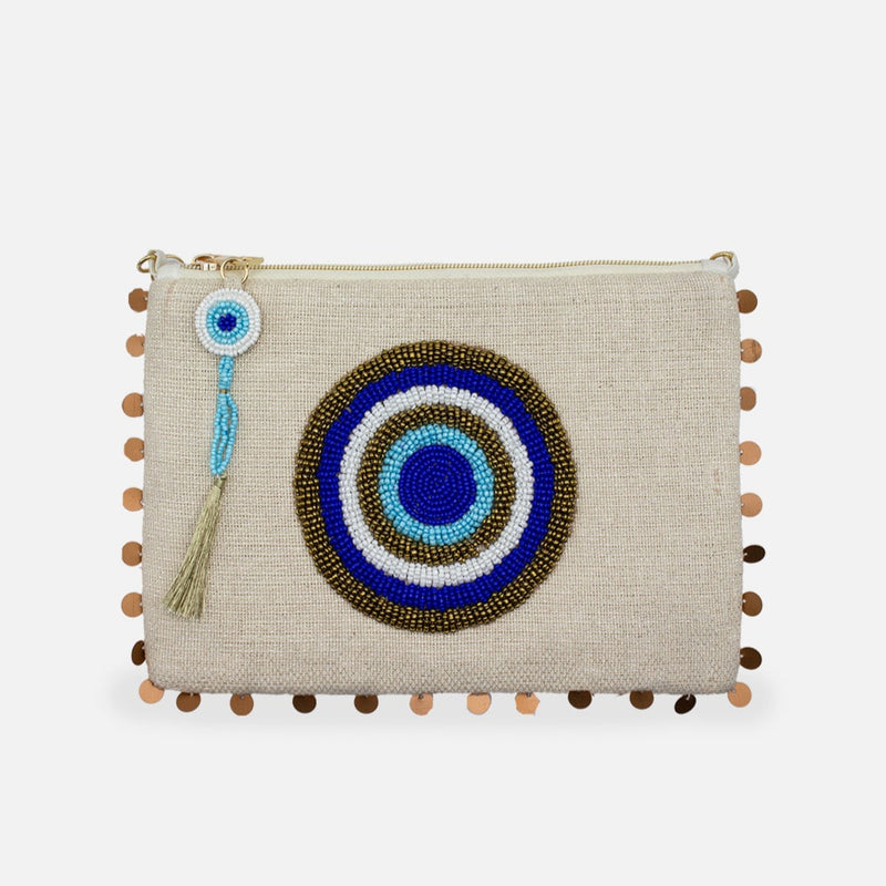 Evil Eye Tassel Clutch