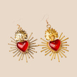 Red Sacred Heart Earrings