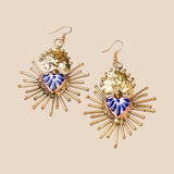 Blue Talavera Sacred Heart Earrings