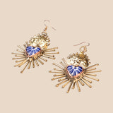 Blue Talavera Sacred Heart Earrings