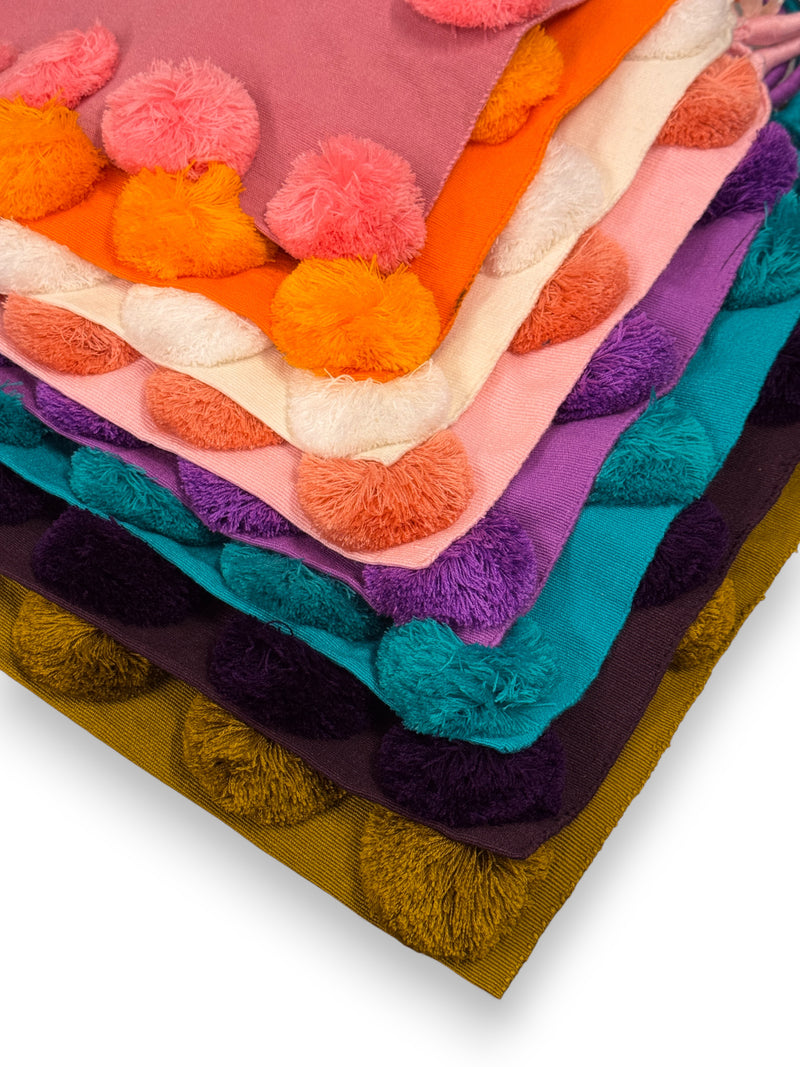 Pom Pom Braided Tote Bag