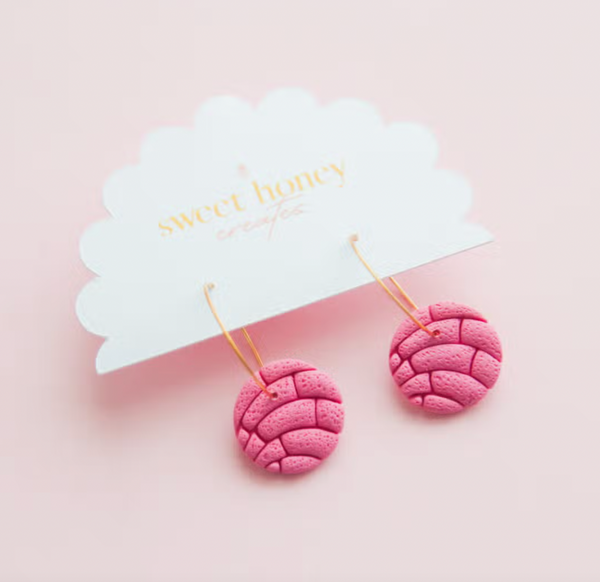 Pink Concha Hoops