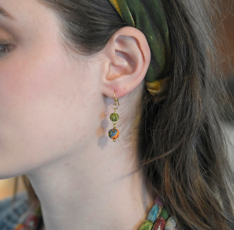 Kantha Double Drop Earrings