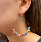 Kantha Beaded Hoop Earrings