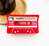 Red Cassette Tape Hair Clip