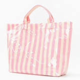 Pink & Yellow Striped Vinyl Tote Bag