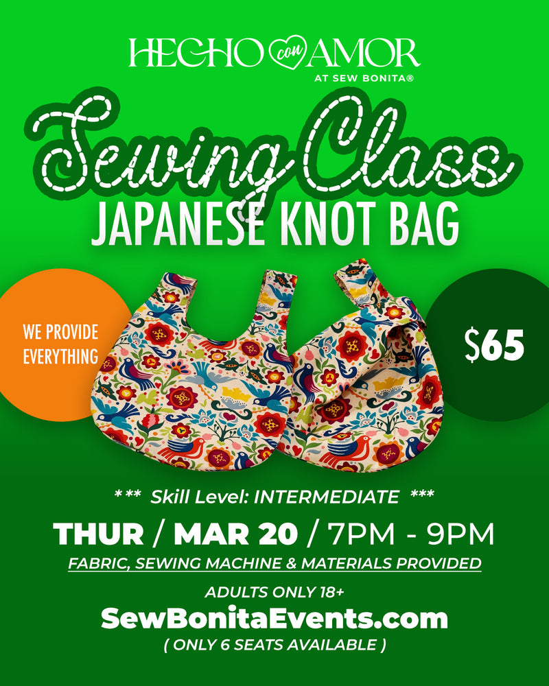 Mar 20th / Moderate/Intermediate Adult Sewing Class (Japanese Knot Bag)