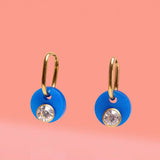 Deco Glam Medallion Oval Hoops- Royal Blue