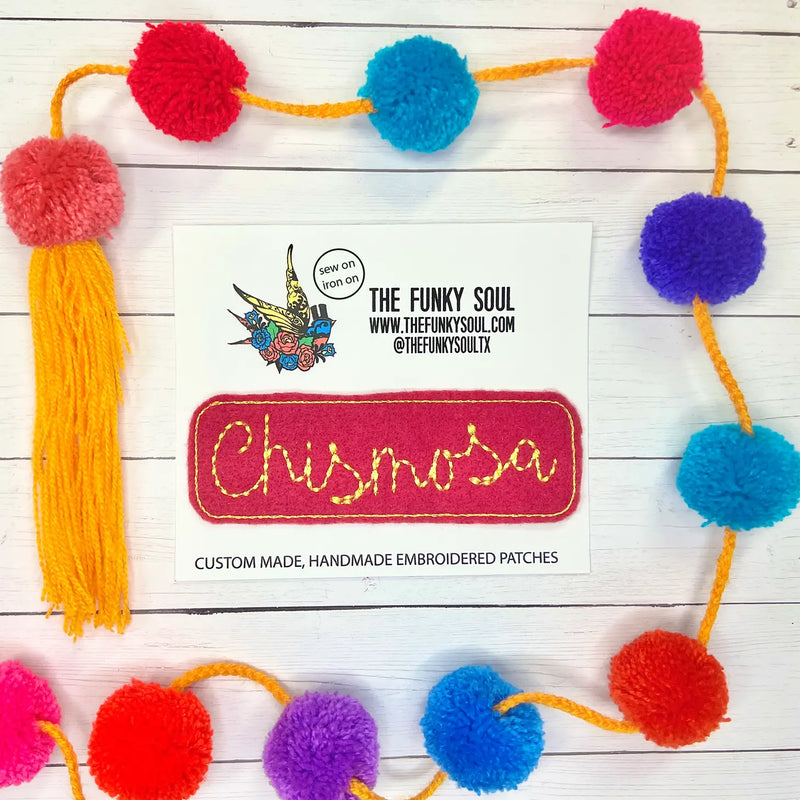 the funk soul "chismosa" patch available at sew bonita