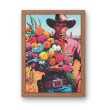 Western Floral Cowboy Art Print (8x10)