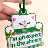 Expert in the Sheets Embroidered Keychain