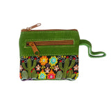 Cactus Embroidered Suede Coin Purse