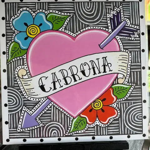 Cabrona Heart Mexican Folk Art Print (12x12)