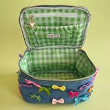 Denim + Bows - Bella: Travel Cosmetic Case/Train Case