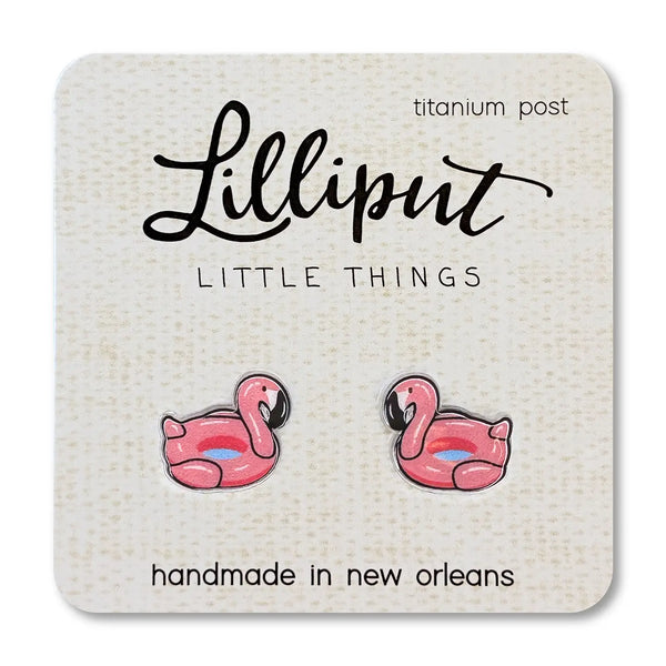 Flamingo Pool Floaty Stud Earrings