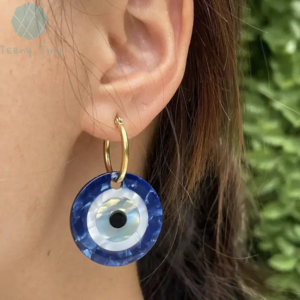 Blue Evil Eye Earrings