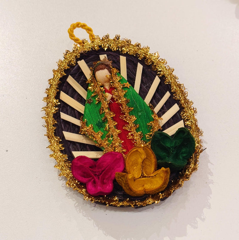 Woven Corn Husk Virgen de Guadalupe